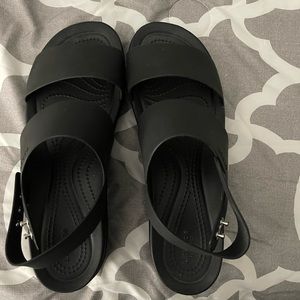 Croc Black Wedge Sandals sz 10